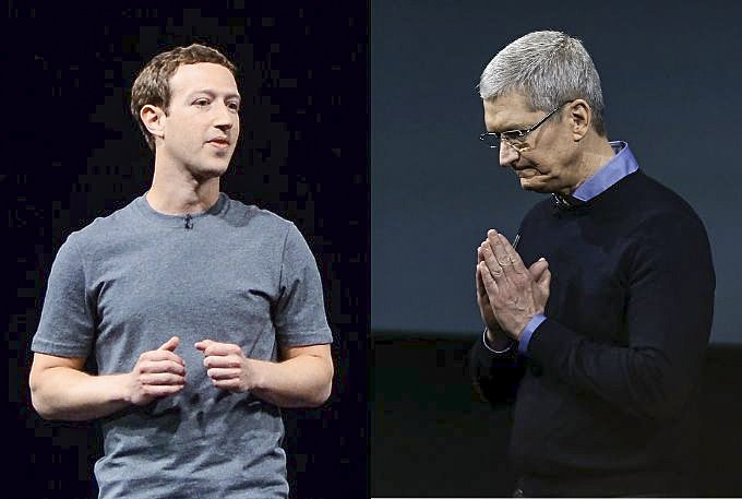 Mark Zuckerberg e Tim Cook: troca de farpas e polêmica de dados (David Ramos/ Justin Sullivan/Getty Images)