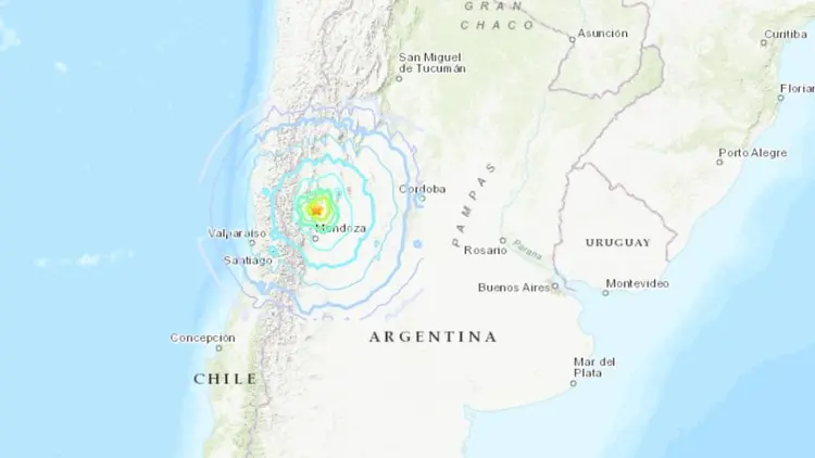 Forte terremoto de 6,4 graus atinge a Argentina (USGS/Reprodução)