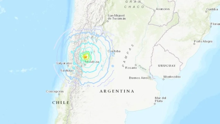 Forte terremoto de 6,4 graus atinge a Argentina (USGS/Reprodução)