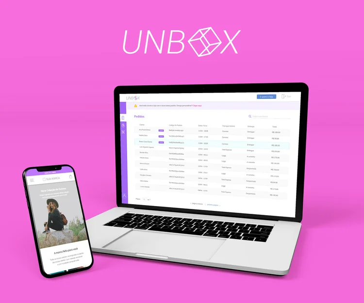 Unbox: a plataforma da startup já está integrada com as redes sociais, para facilitar o contato com os clientes pelo WhatsApp, Instagram e Facebook (Unbox/Divulgação)