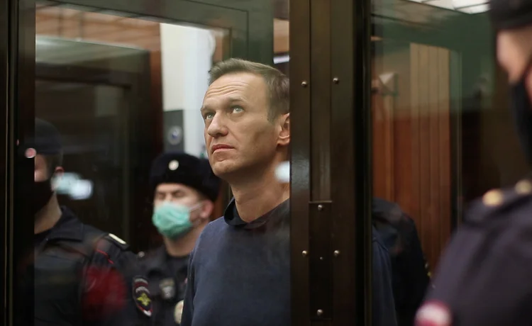Alexei Navalny: para prevenir novos protestos, um forte esquema de segurança cercou o bairro em Moscou ao redor do tribunal, com policiais de batalhões de choque (Simonovsky District Court/Handout/Reuters)