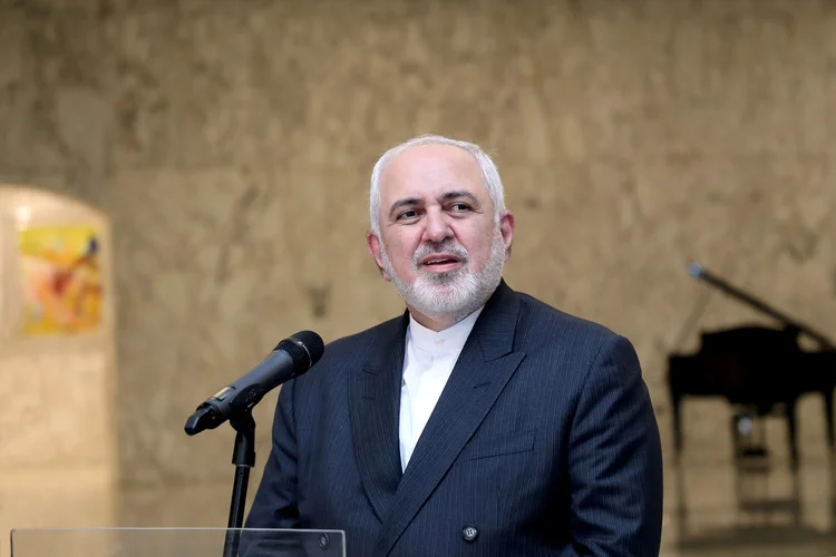 Ministro das Relações Exteriores do Irã, Mohammad Javad Zarif, discursa no Palácio Presidencial de Baabda, no Líbano
 (Dalati Nohra/Divulgação/Reuters)