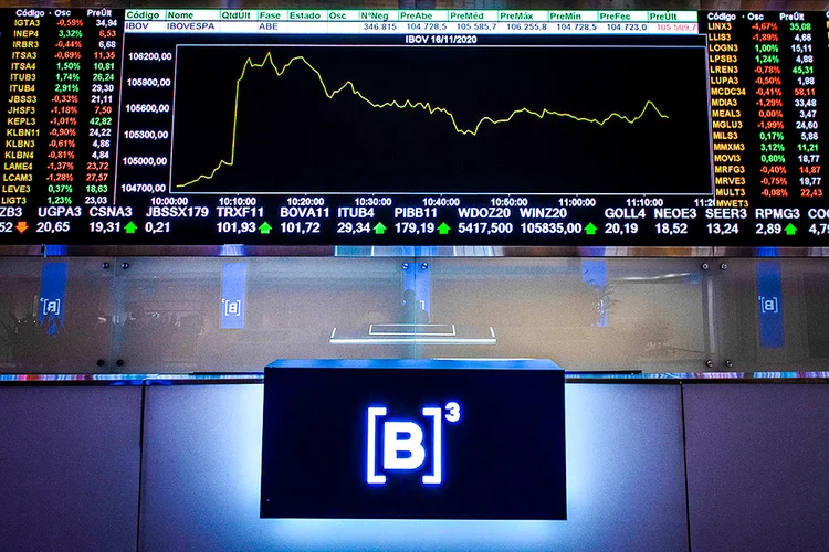 Painel de cotações da B3, a bolsa de valores brasileira: Ibovespa encerra semana em queda (Germano Lüders/Exame)