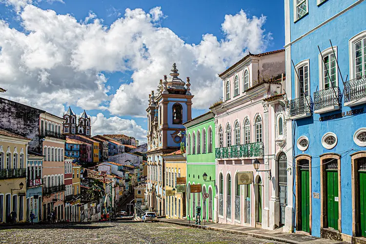 Pelourinho, em Salvador: grafia do nome do estado Bahia deveria ser Baía (Bruna Prado/Getty Images)