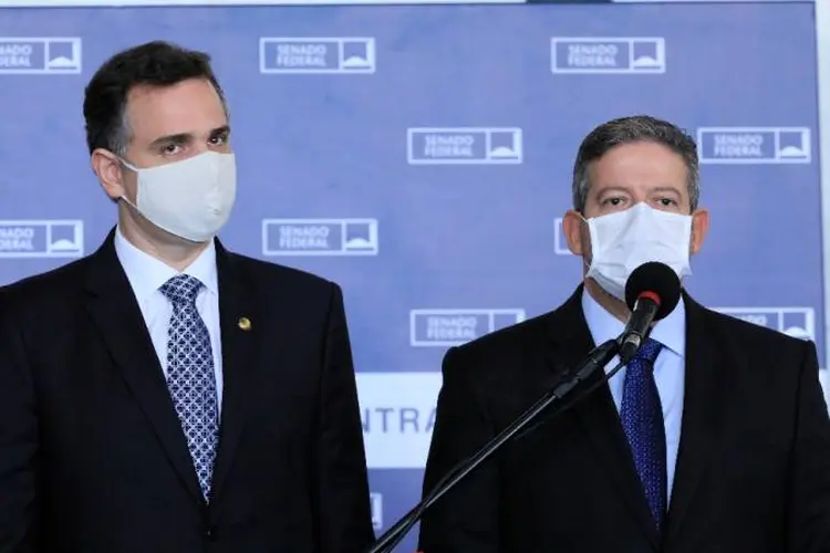 O presidente do senado, Rodrigo Pacheco, ao lado do presidente da Câmara, Arthur Lira (Luis Macedo/Câmara dos Deputados/Divulgação)