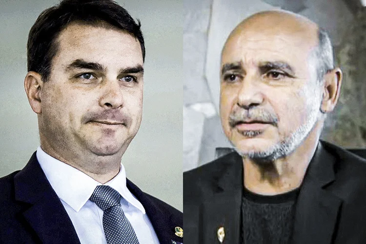 Flávio Bolsonaro e Fabrício Queiroz. (Montagem/Exame)