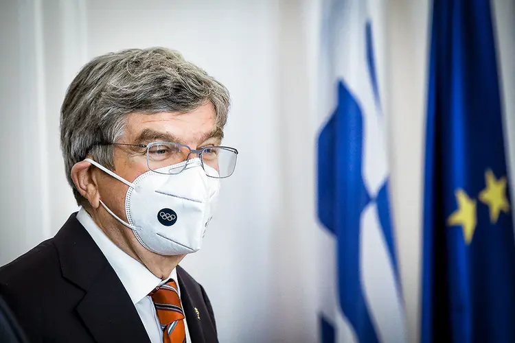 Presidente do Comitê Olímpico Internacional, Thomas Bach, em Atenas.  (Louiza Vradi/Reuters)