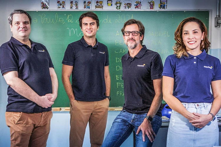 Rodrigo Riul, Danilo Costa, Lars Janér e Fabiola Overrath; sócios-fundadores do Educbank (Taba Benedicto/Estadão Conteúdo/Educbank/Divulgação)