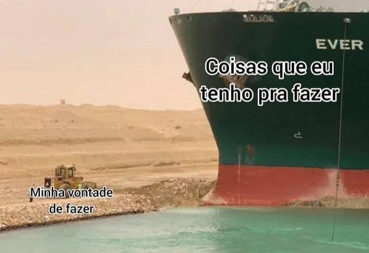 Bloqueio no Canal de Suez rende piadas na internet (Twitter/Reprodução)