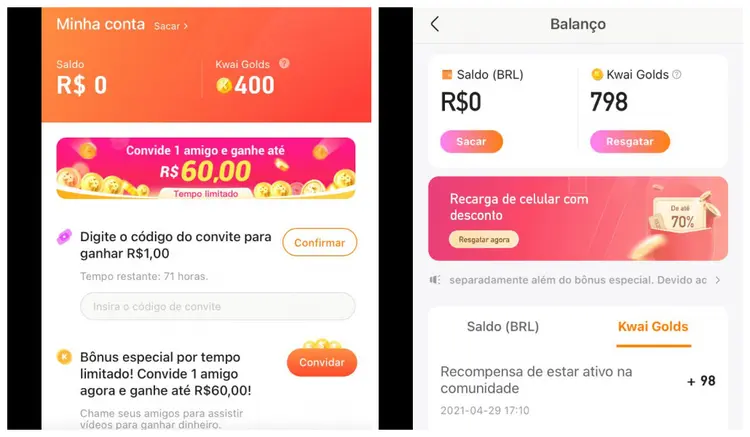 O esforço de tornar a marca mais conhecida para os anunciantes locais pode ser interpretado como um movimento para a empresa se aproximar da principal rival, TikTok (Aplicativo Kwai/Reprodução)