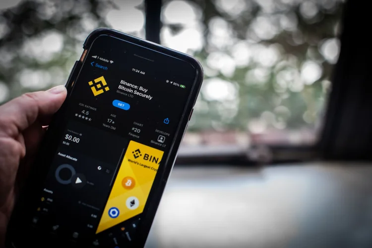 Aplicativo da Binance, exchange que criou a criptomoeda BNB (Bloomberg/Getty Images)