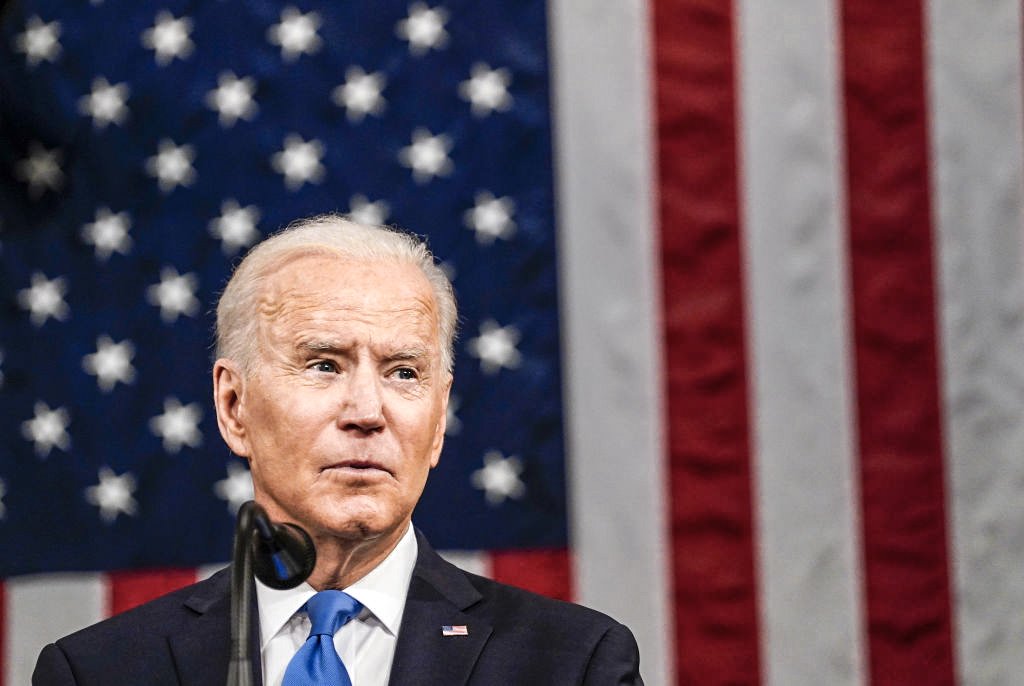 Joe Biden: presidente disse que os planos são essenciais para manter os EUA competitivos com adversários em rápida ascensão e chamou os oponentes de “cúmplices no declínio da América”. (Melina Mara/Bloomberg via/Getty Images)
