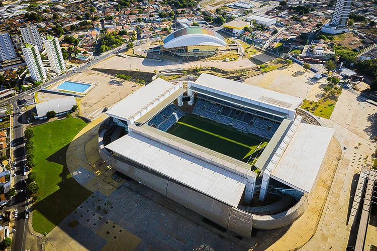 Arena Pantanal: Nas oportunidades em que recebeu Palmeiras, Flamengo e São Paulo em seus domínios ao longo do Brasileirão 2023, o Cuiabá manteve média de 28 mil torcedores presentes (Rodolfo Perdigão/Secom-MT/Divulgação)