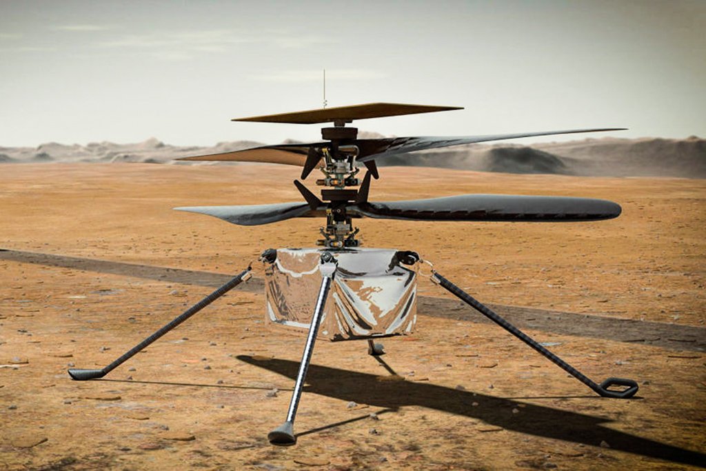 Nasa: o Perseverance está em Marte desde 18 de fevereiro com seu pequeno companheiro e helicóptero, Ingenuity (Reprodução/Nasa)