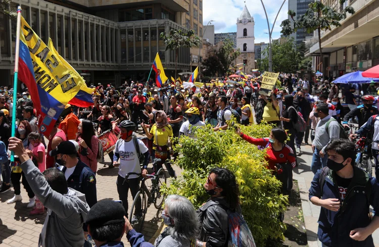 Manifestação em Bogotá.
 (Luisa Gonzalez/Reuters)