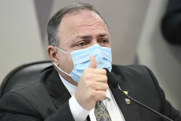 Ex-ministro da Saúde, general Eduardo Pazuello em depoimento à CPI da Covid (Jefferson Rudy/Agência Senado)