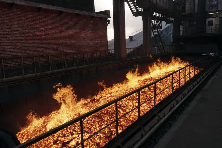 Coque em chamas utilizado em usina siderúrgica da ArcelorMittal na Ucrânia (Vincent Mundy/Bloomberg)