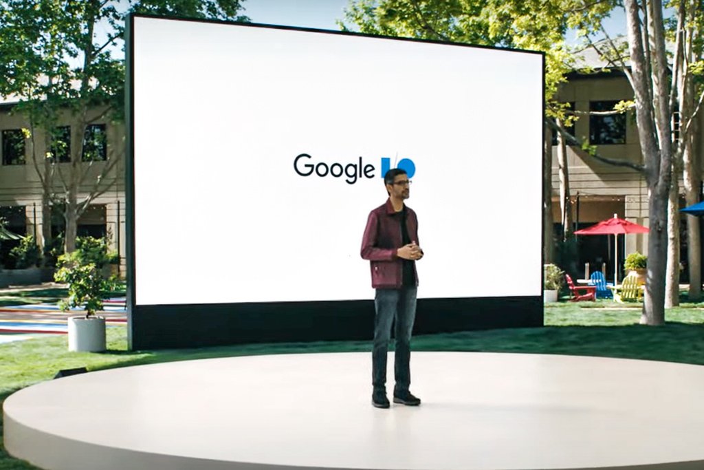 Sundar Pichai no Google I/O: evento é o principal do Google e traz as maiores novidades de tecnologia da empresa (Reprodução/Google I/O)
