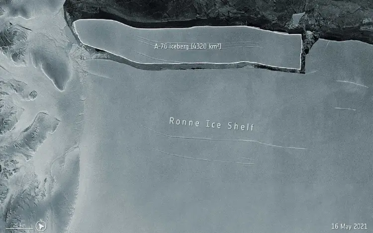 O iceberg A-76 tem superfície de 4.320 quilômetros quadrados (AFP/AFP)