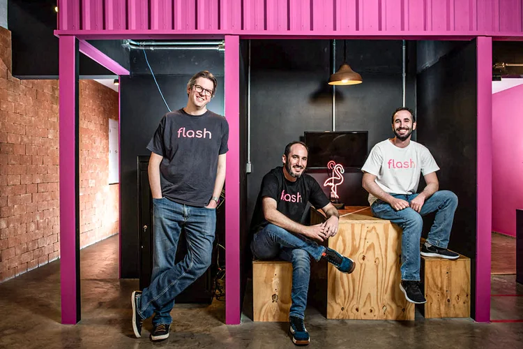 Ricardo Salem, Pedro Lane e Guilherme Lane, fundadores da Flash  (Germano Lüders/Exame)