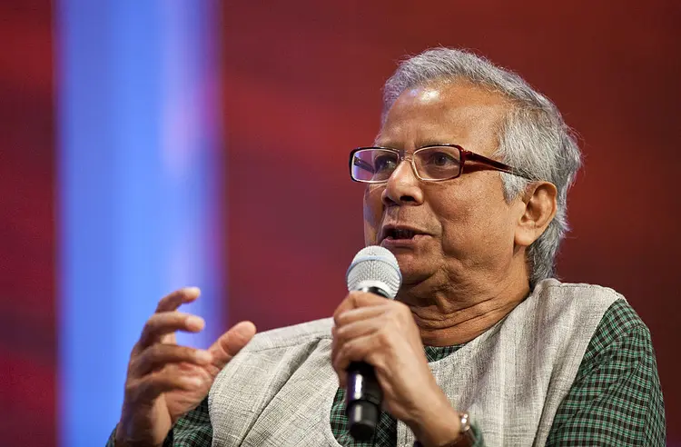 Muhammad Yunus, fundador do Grameen Bank e ganhador do Nobel da Paz: investimentos de impacto estão na ordem da organização fundada por ele (Colaborador/Getty Images)
