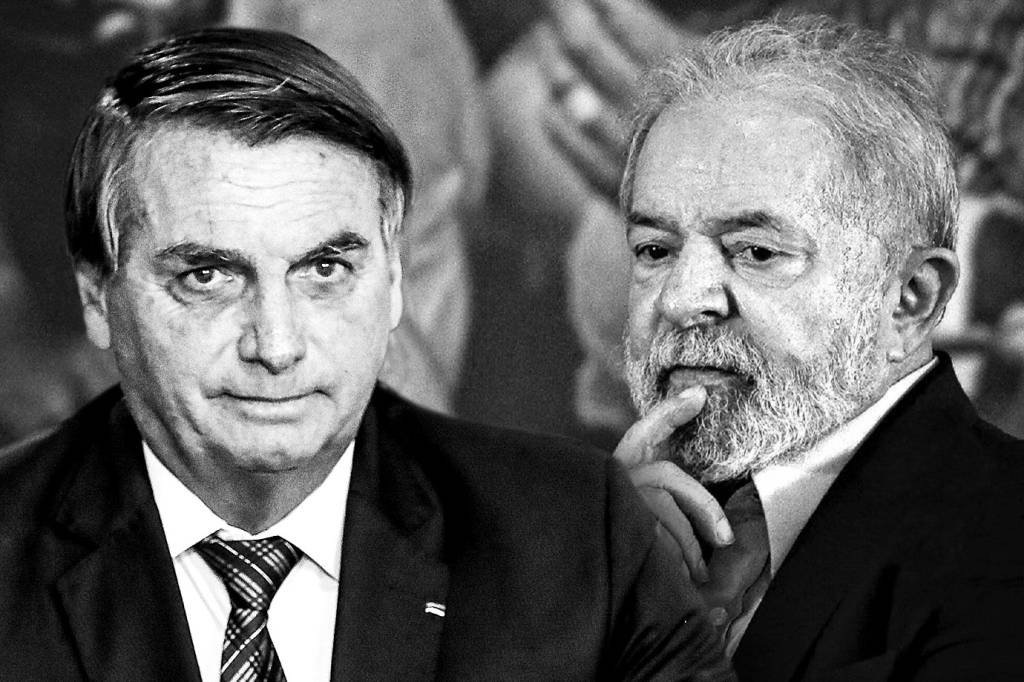 Bolsonaro e Lula: pesquisa eleitoral mostra tendência de polarização entre os dois. (Arte / Exame / Fotos / Bolsonaro: Marcos Corrêa; Lula: Evaristo Sá/Divulgação)