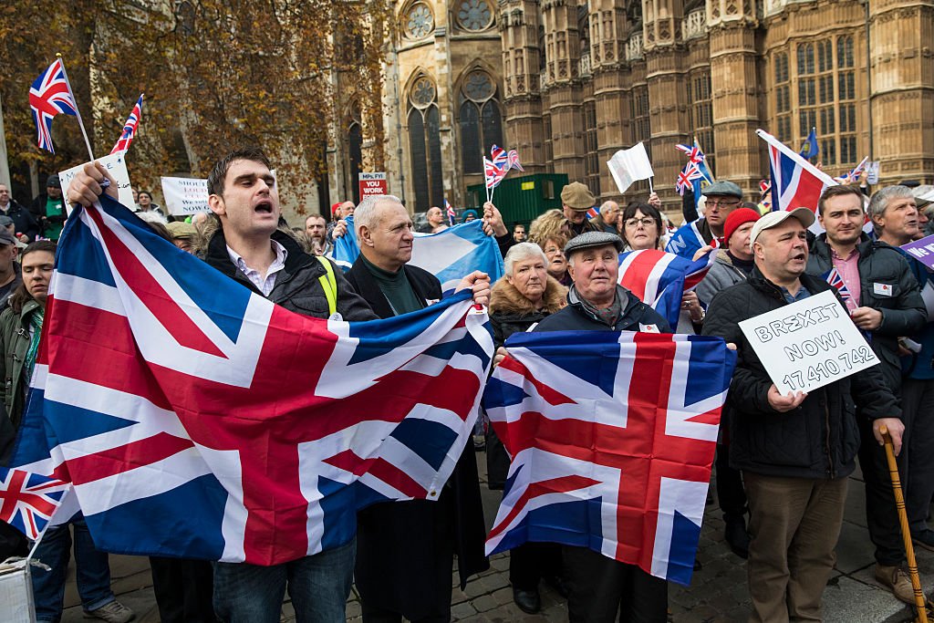 Manifestações pró-Brexit, em 2016: há cinco anos, 51,9% dos eleitores britânicos votaram para sair da União Europeia (Getty Images/Jack Taylor)