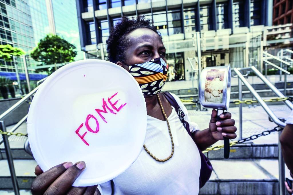 Protesto em São Paulo: auxílio emergencial (Cris Faga / Anadolu Agency/Getty Images)