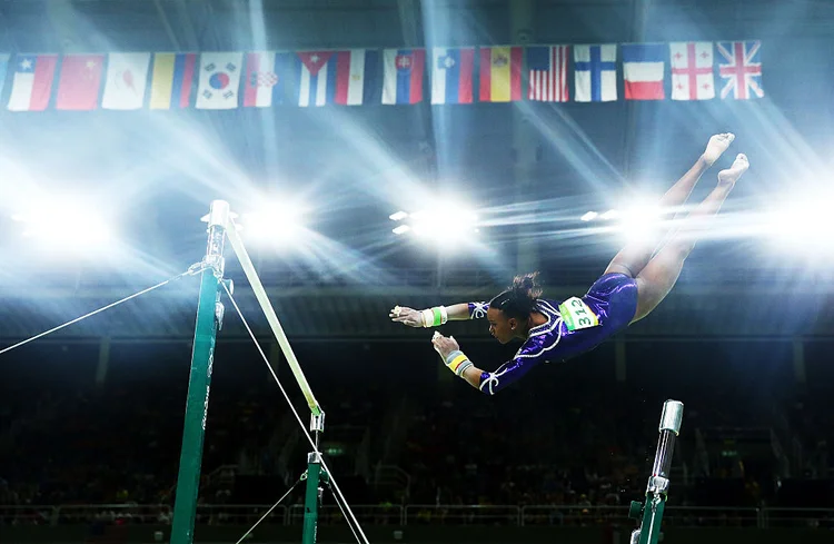 Rebeca Andrade, ginasta artística, durante as Olimpíadas do Rio em 2016 (Alex Livesey/Getty Images)