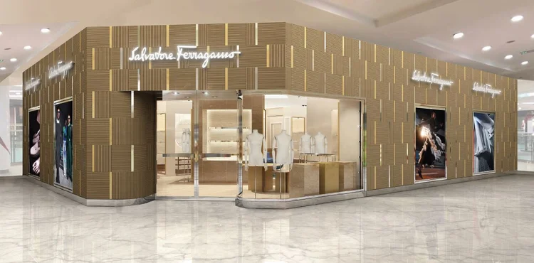 Fachada da loja Salvatore Ferragamo no shopping JK Iguatemi. (Salvatore Ferragamo/Divulgação)