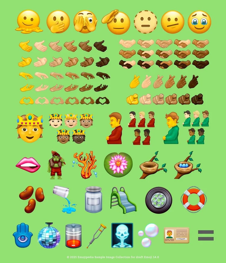 Os emojis de 2021 (Emojipedia/Reprodução)