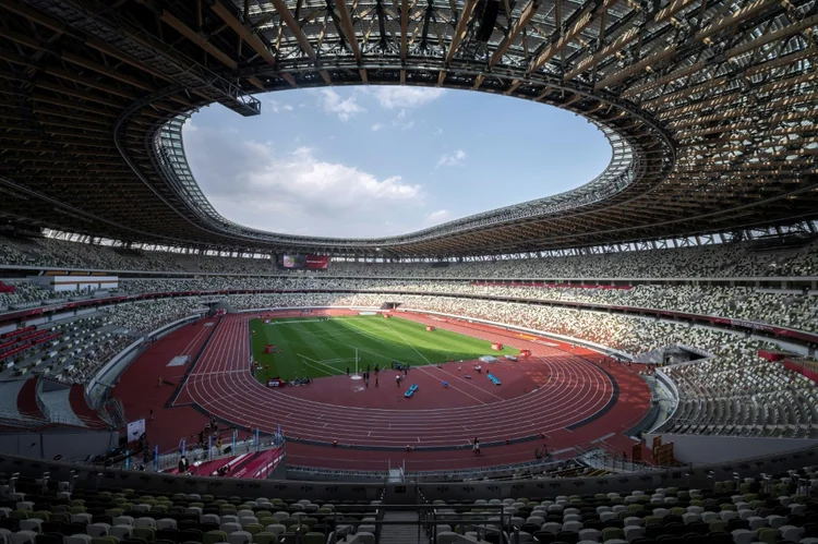 O Estádio Olímpico de Tóquio. (KYOKO HASEGAWA/AFP)