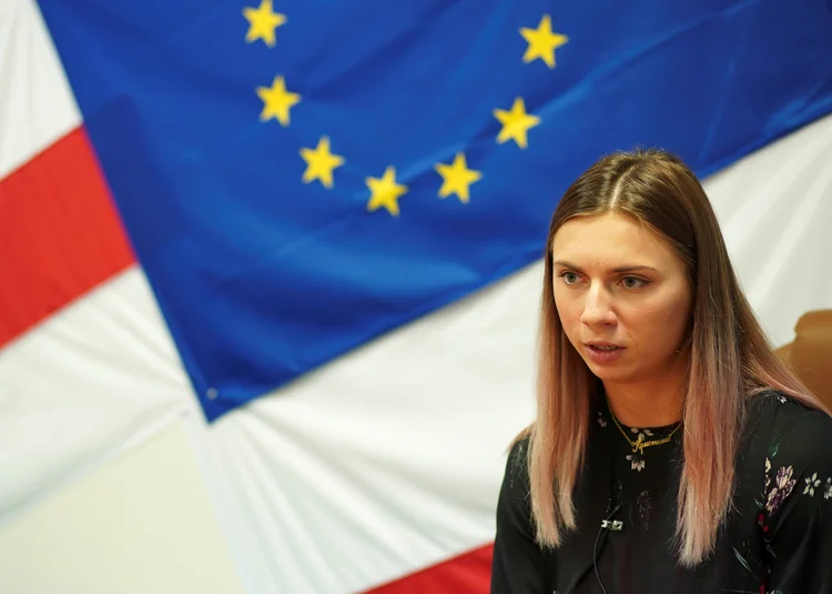 A velocista de Belarus, Krystsina Tsimanouskaya. (Darek Golik/Reuters)