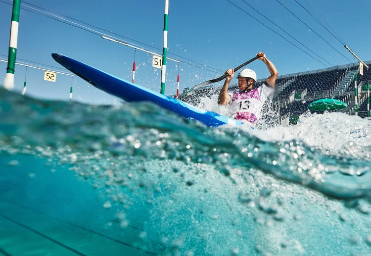 TOKYO, JAPAN - JULY 21: Takuya Haneda of Team Japan during training at the Kasai Canoe Slalom Center ahead of the Tokyo 2020 Olympic Games on July 21, 2021 in Tokyo, Japan. (Photo by Adam Pretty/Getty Images) (Adam Pretty/Getty Images)