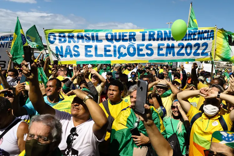 Em agosto, apoiadores do presidente Jair Bolsonaro realizaram ato para pedir a intervenção militar e a volta do voto impresso (ANDRE MELO ANDRADE/IMMAGINI/Estadão Conteúdo)