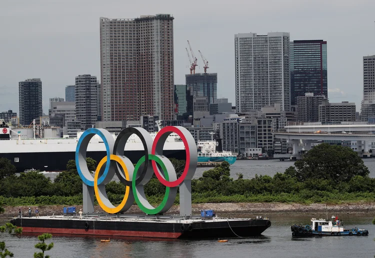 Anéis Olímpicos em Tóquio. (Kim Kyung-Hoon/Pool/Reuters)