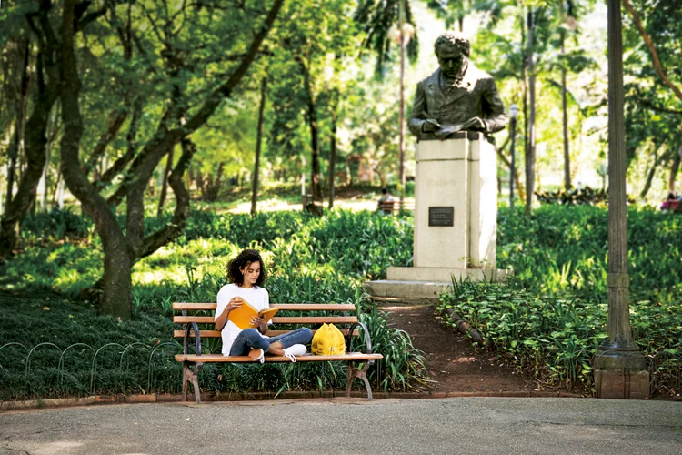 Gentilezas Urbanas: a Praça Buenos Aires, em Higienópolis (SP), é um dos locais públicos cujo paisagismo e a limpeza ficam por conta da Tegra (TEGRA/Divulgação)