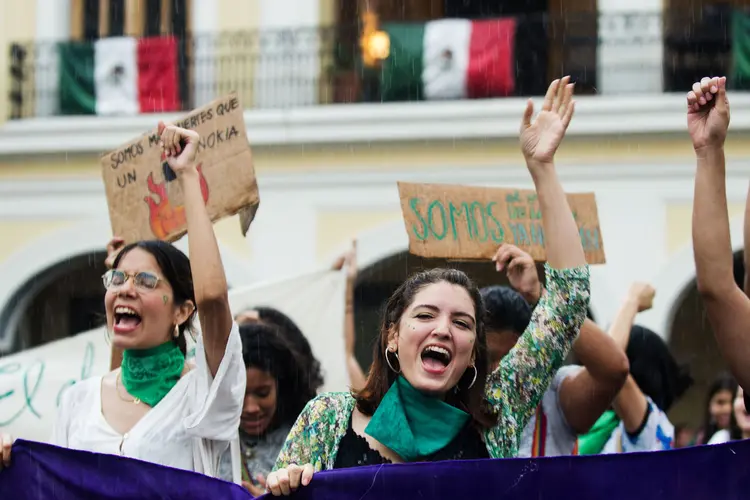 Manifestação a favor da descriminalização do aboto em setembro de 2019, em Colima, México. (Agencia Press South/Getty Images)