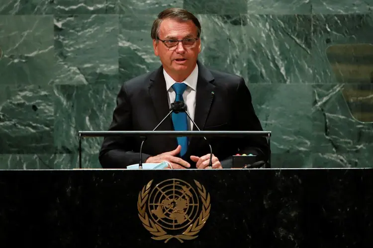 Jair Bolsonaro em discurso na ONU. (Eduardo Munoz/Getty Images)