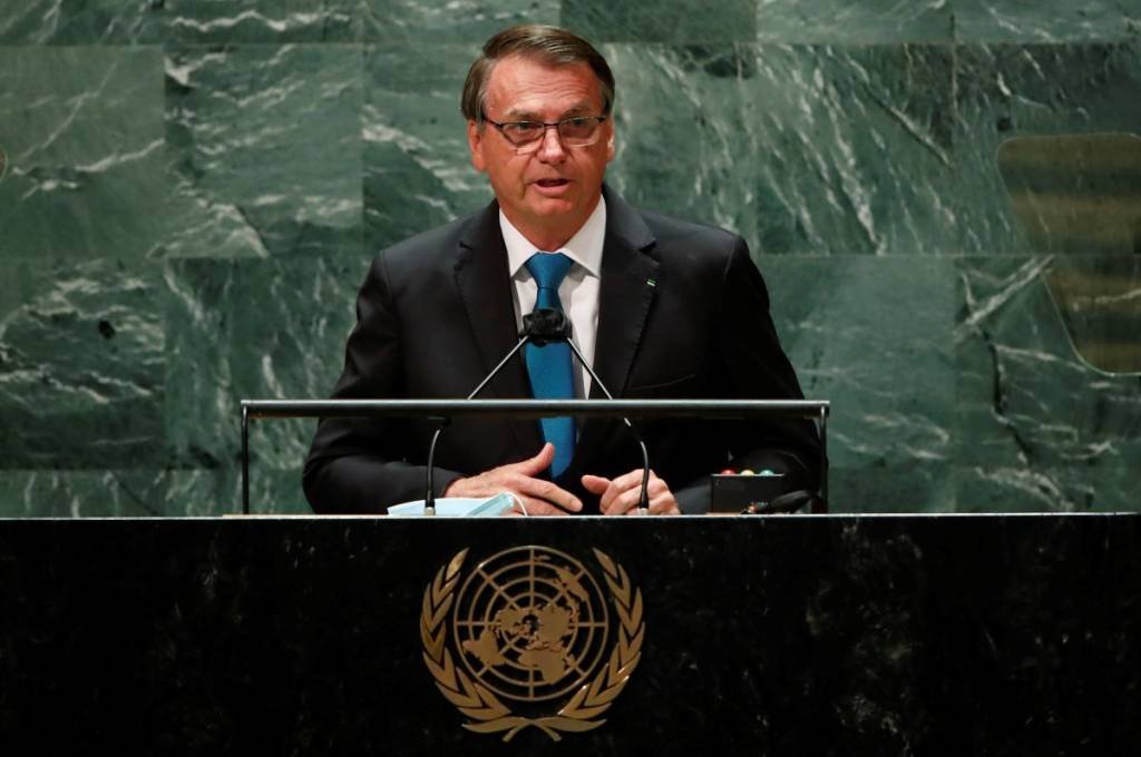 Jair Bolsonaro abre os discursos na Assembleia Geral da ONU de 2021. (Eduardo Munoz/Getty Images)