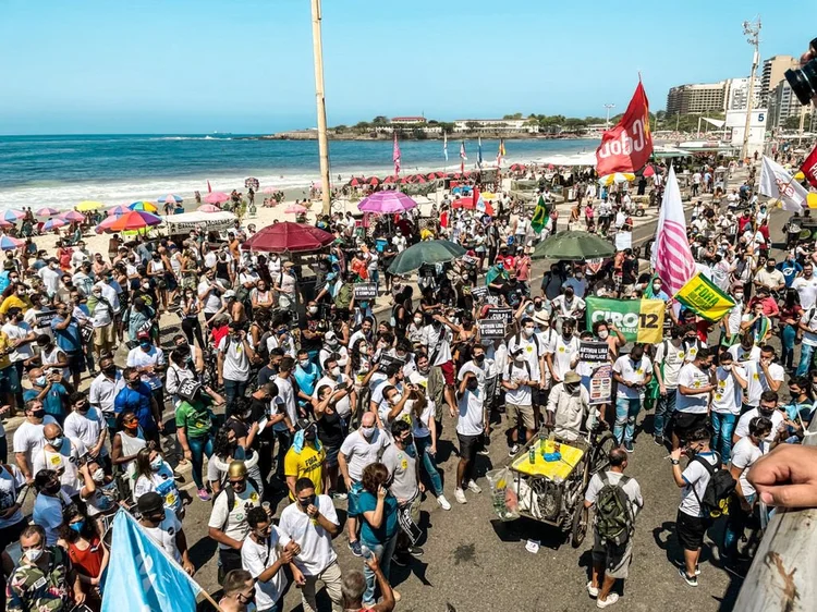 Ato contra Bolsonaro no Rio de Janeiro nesta manhã (MBL/Reprodução)