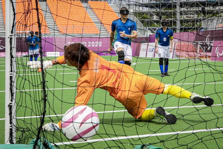 Invicta desde que a modalidade entrou para as paralimpíadas, seleção brasileira de futebol de 5 bateu a China na fase de grupos (Wander Roberto/CPB/Divulgação)