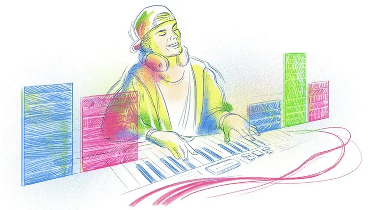 O Doodle do Google fez uma homenagem a Tim Bergling, o DJ Avicci, que completaria 32 anos (Google/Reprodução)