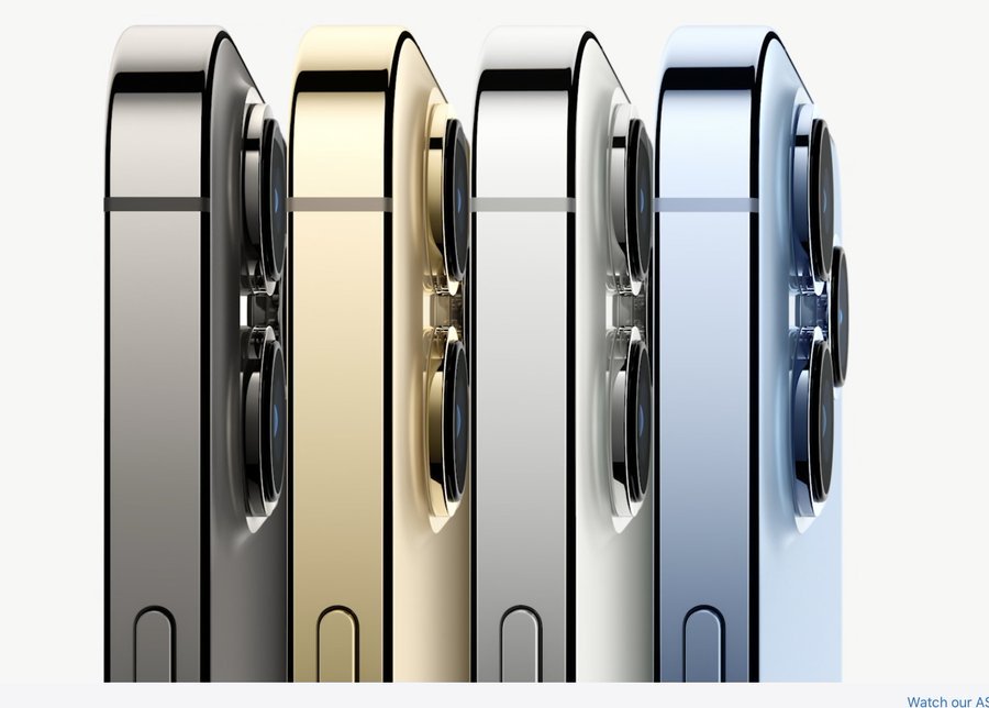 Novas cores do iPhone 13 Pro e Pro Max: cinza espacial, dourado, prata e azul (Apple/Reprodução)