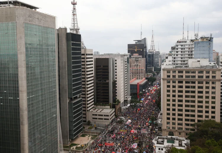 Manifestação pelo impeachment de Bolsonaro no Rio de Janeiro. (Alexandre Schneider/Getty Images)