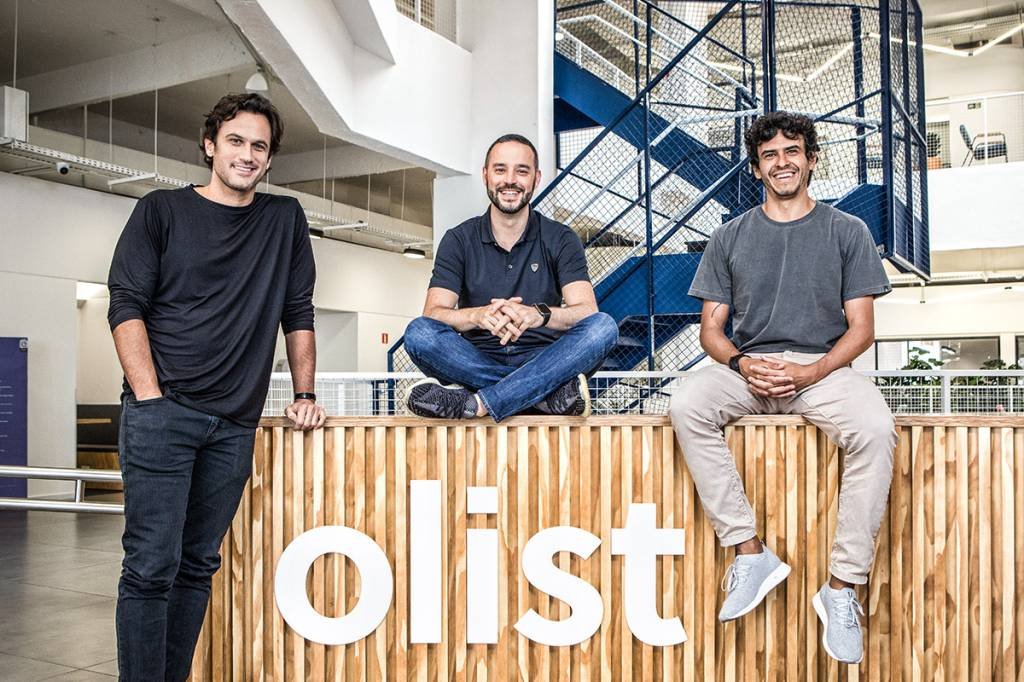 Gustavo Reis e Denis Osório, fundadores da Vnda, e Tiago Dalvi: CEO da Olist: 4 aquisições em 1 ano (Olist/Divulgação)