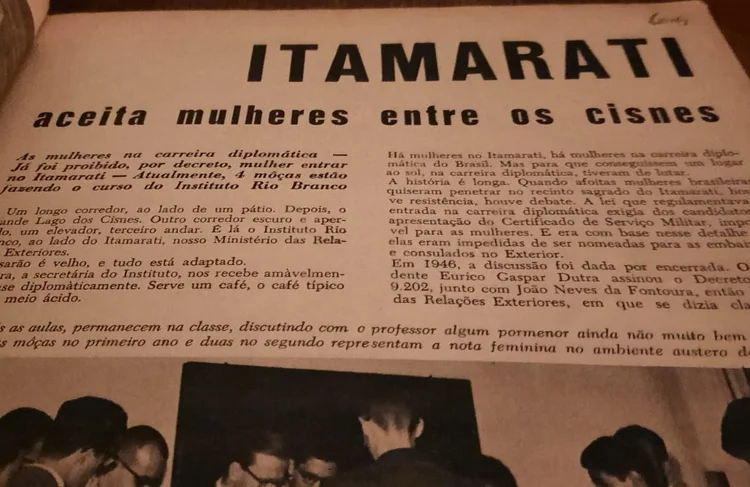 Mídia noticiou a admissão das muheres no mundo da diplomacia. O Centro Brasileiro de Relações Internacionais (CEBRI) lança o curso "História da Diplomacia Brasileira – Do Império ao Século XXI" com aula inédita sobre liderança feminina na diplomacia brasileira. (CEBRI/Exame)