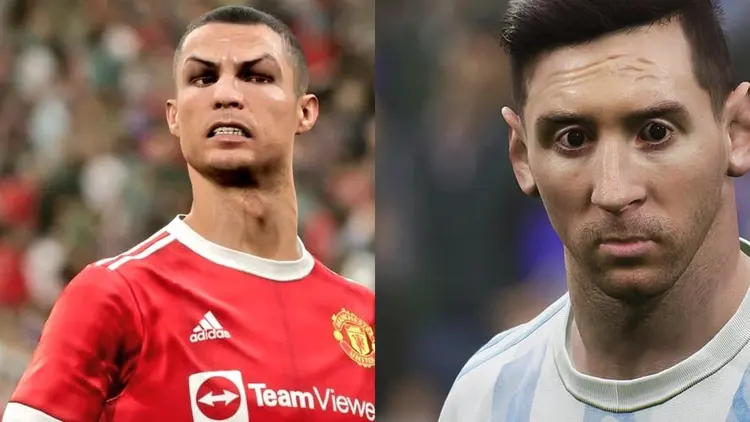Cristiano Ronaldo e Messi com aparências pouco realistas no novo jogo da Konami (Konami/Reprodução)