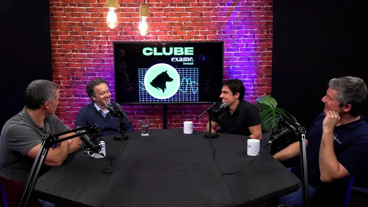 A partir da esquerda em sentido horário, Thiago Faganello, André Caldas, Daniel Cunha e Bruno Lima participam do primeiro Clube, o novo videocast da EXAME Invest | Foto: Reprodução/EXAME (EXAME Invest/Reprodução)