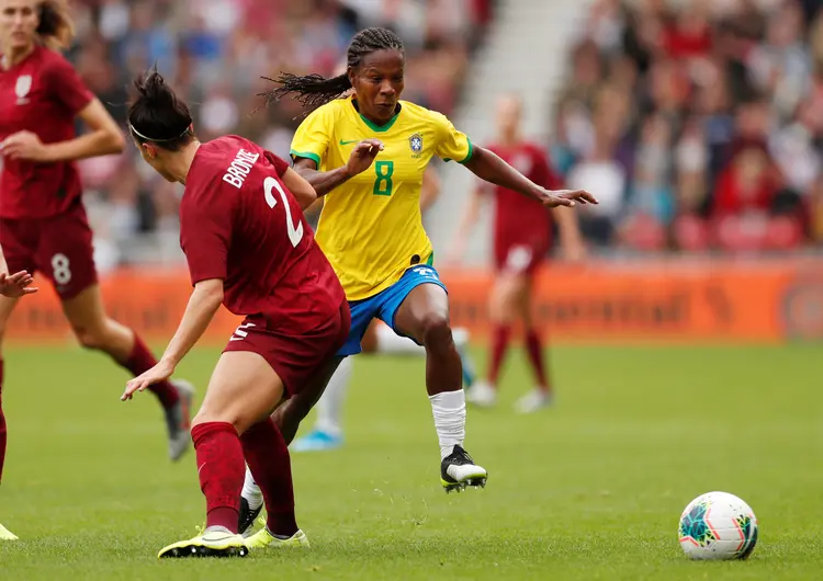 Formiga durante amistoso da seleção brasileira contra a Inglaterra em 2019.
 (Action Images/Lee Smith/Reuters)